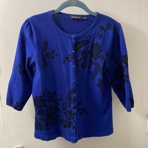 Petite Cardigan with Black Floral Pattern